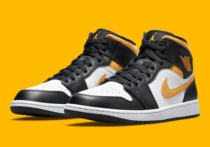 JORDAN 1 MID WHITE POLLEN BLACK (GS & MENS)